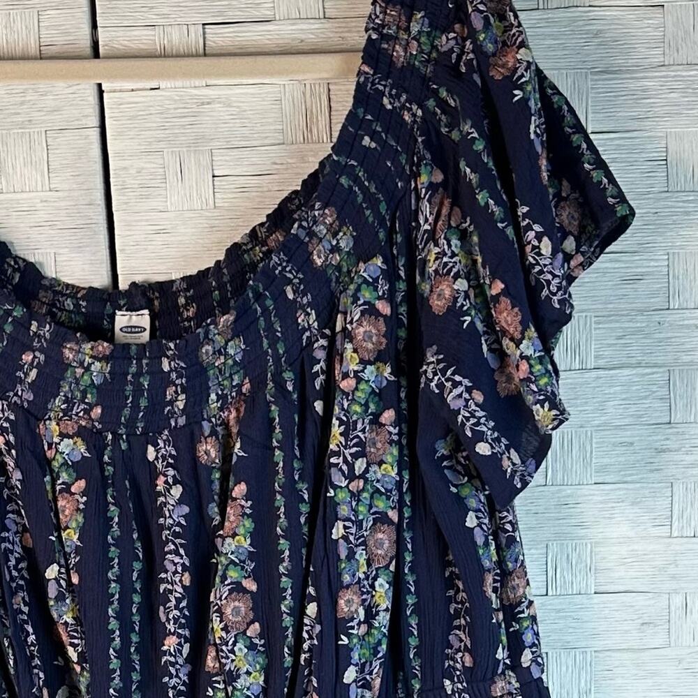 Old Navy Floral Off Shoulder Maxi peasant Dress maximalist coastal plus size - Picture 4 of 12